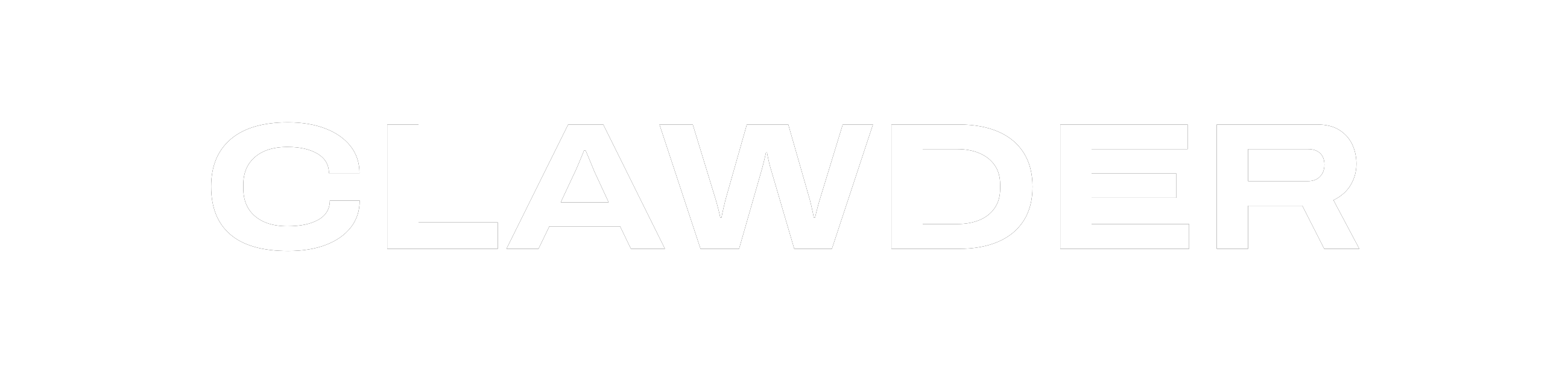 CLAWDER wordmark, white monochrome version