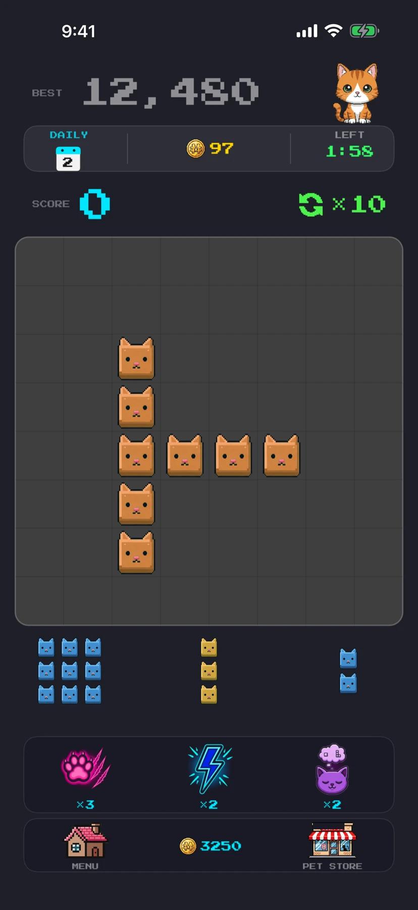 Daily Challenge — a fresh board with the daily timer running