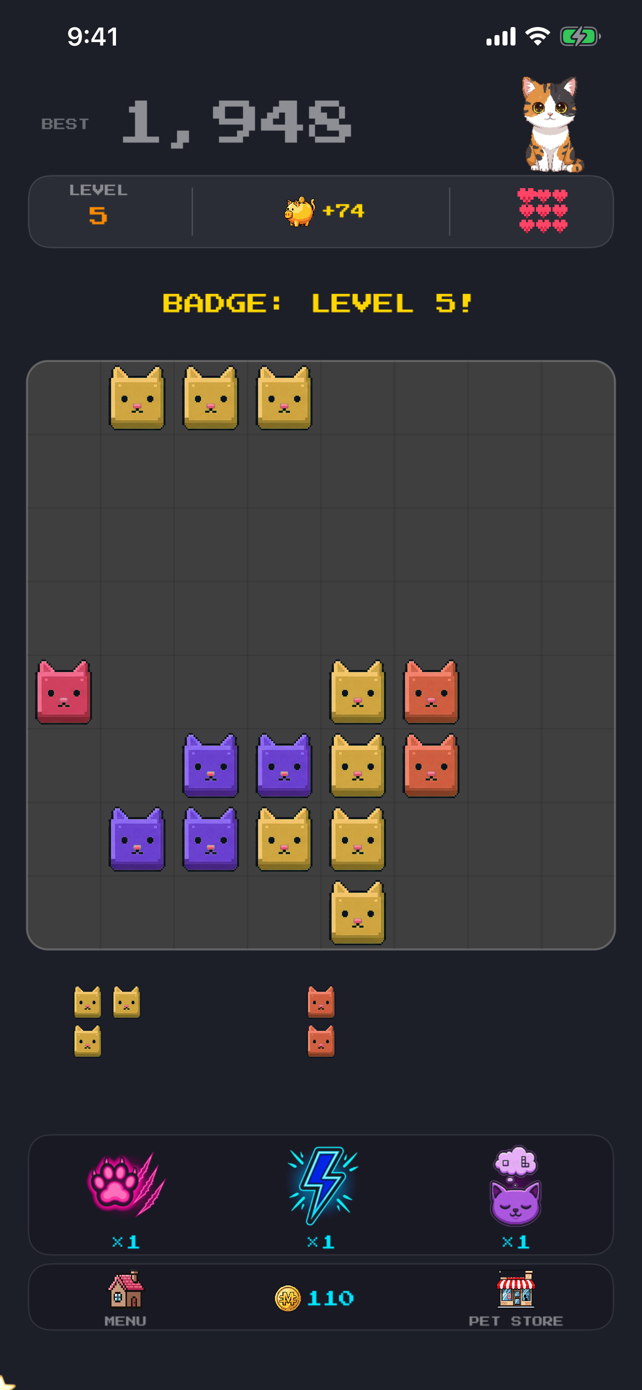 CLAWDER gameplay — dropping blocks on the grid