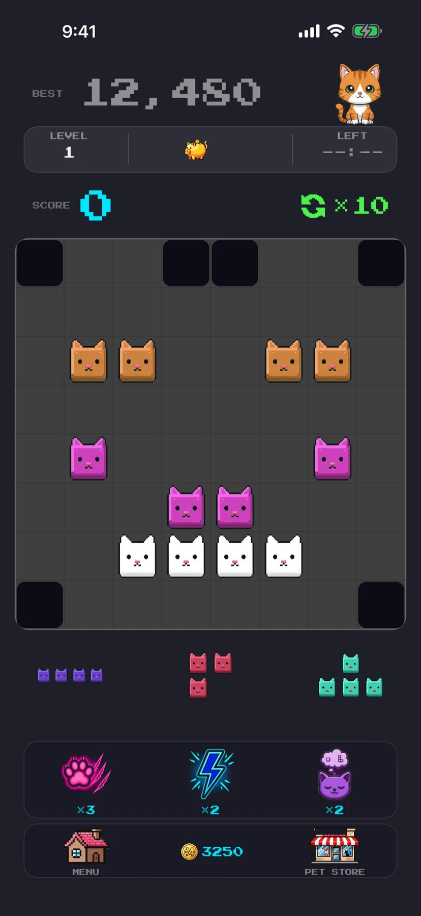 CLAWDER Cat Mode — the board takes a cat shape